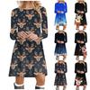 Women's Autumn And Winter Round Neck Long Sleeve Christmas Print Dress