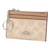 Coach Wallet FCW870 CW870 Sand X Taupe Signature Coated Canvas Key Ring Mini Skinny ID Case (Coin Case) Women's [Outlet Item] [Brand] [Item]