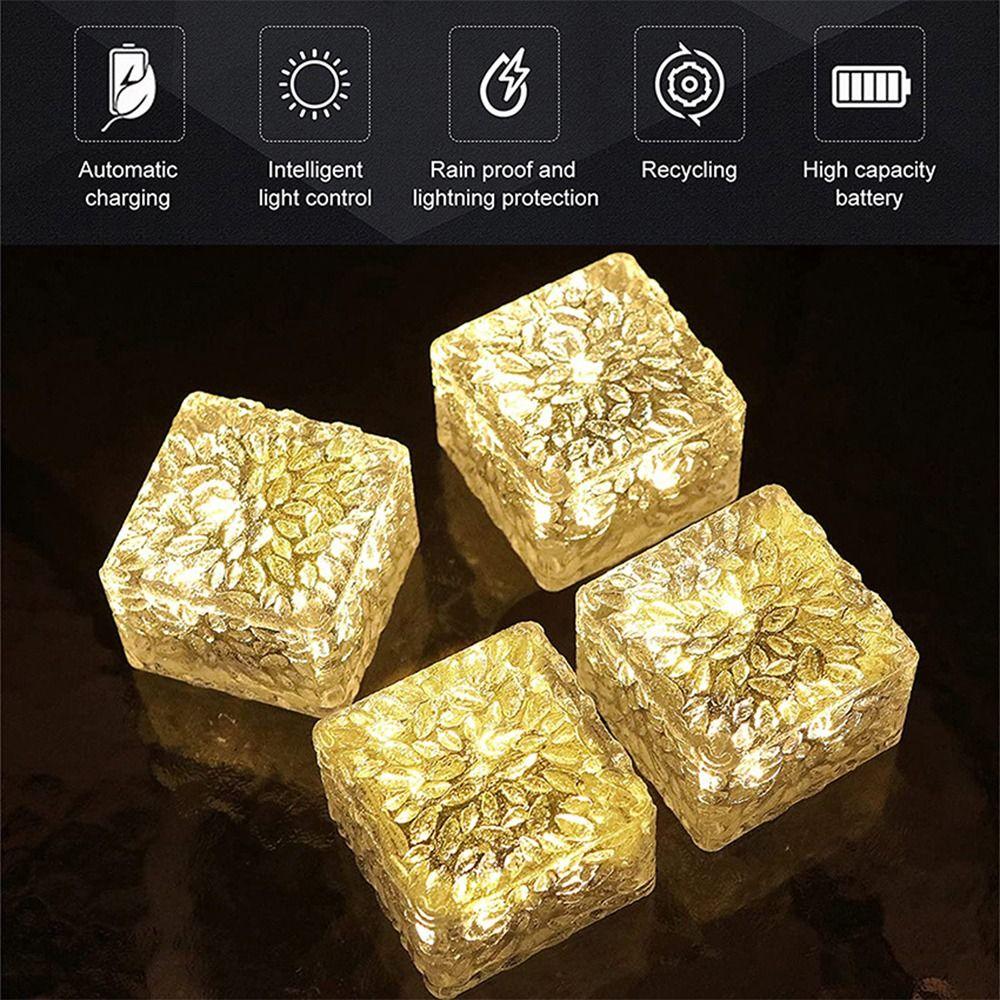 Белый/Теплый белый свет Кирпичные светильники в виде кубиков льда Солнечный ландшафтный светильник для дорожки Наружный