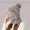 Knitted Hat Thickened and Velvet Hat Scarf Mask One-piece Hat Winter Warm Hat for Women