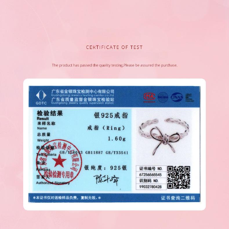Woven Bow Open Ring Women'S, Pop Jewelry S925 Sterling Silver Ring