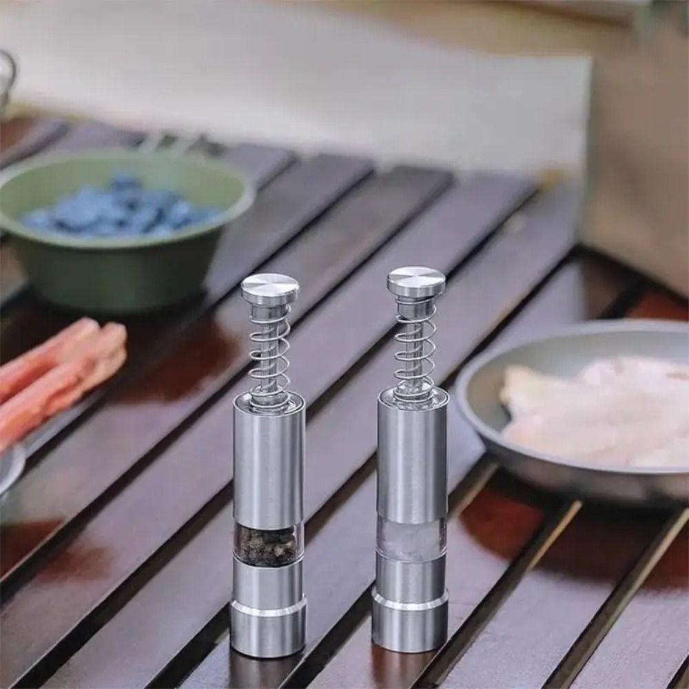 Thumb Push Button Pepper Grinder Stainless Steel Thumb Push Grinder  Barbecue Seasoning