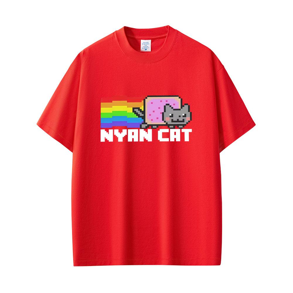Game Rainbow Nyan Cat Funny Meme Tshirt Unisex Women Fashion Casual Cotton T Shirt Unisex Cute Kawaii Oversized Tshirts Fans Gift