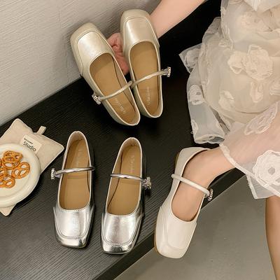 Французский вечерний бриз темперамент одинарные туфли женские 2025 новые летние ретро туфли Мэри Джейн средний каблук универсальные квадратный носок маленькие кожаные туфли