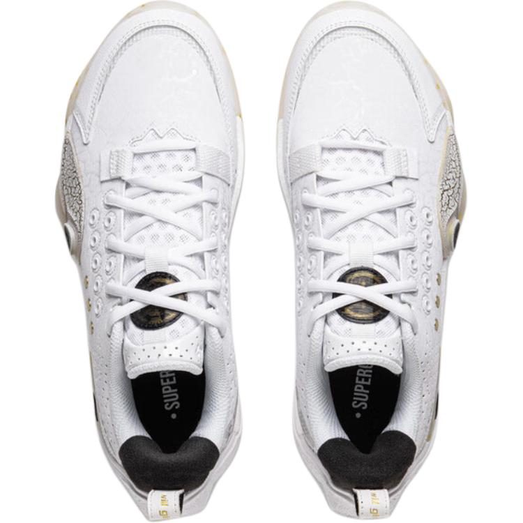 Li Ning YOUNG Basketball Slip Resistant Low top Basketball Shoes Apricot White YKBV070-7