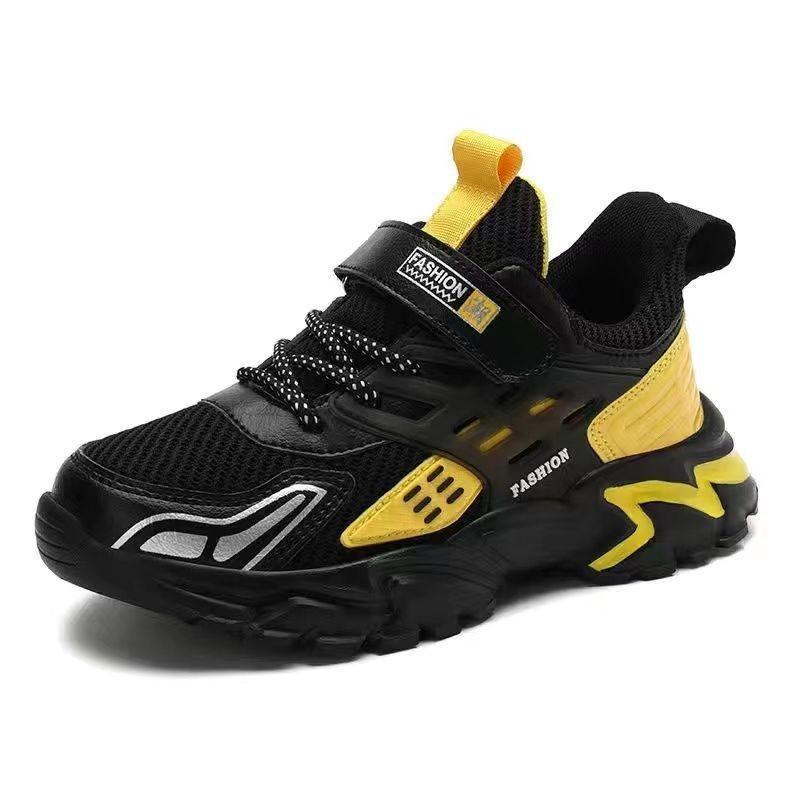 Boys Shoes Children's Sports Shoes Spring and Autumn Breathable Double Net New Boys Non-slip Solid Bottom Student Running Shoes