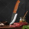 High Hardness Boning Knife Hand-forged Serrated Meat Cutting Fish Scale-scraping Machete Fruit and Vegetable Slicing Kitchen Knife with Cover