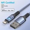 2-метровый сертифицированный MFI кабель Lightning для устройств Apple - Быстрая зарядка, нейлоновый кабель для передачи данных