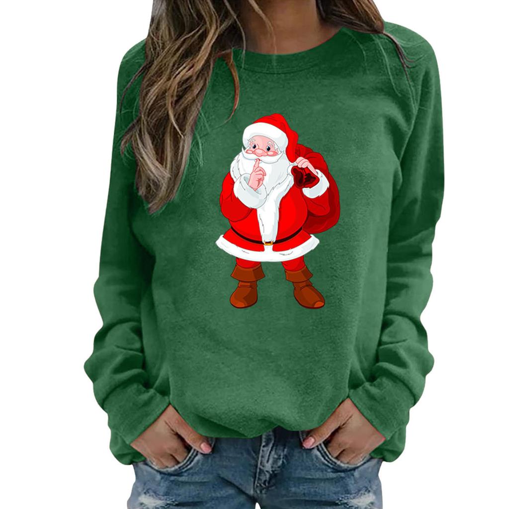 Chirstmas Print Crewneck Sweatshirt Women Fall And Winter Long Sleeve Loose Casual Tee Tops Female Pullover Oversized