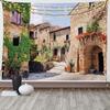 Старый двор, античный каменный дом, современный ретро настенный декор для гостиной, общежития, ретро уличный пейзаж, гобелен
