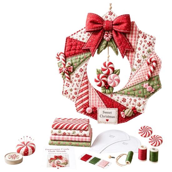 Unique Holiday Gift for Teachers Christmas Fabric Wreath DIY Kit, Patchwork Beginner-Friendly Handmade Craft Garland Materials Decoration