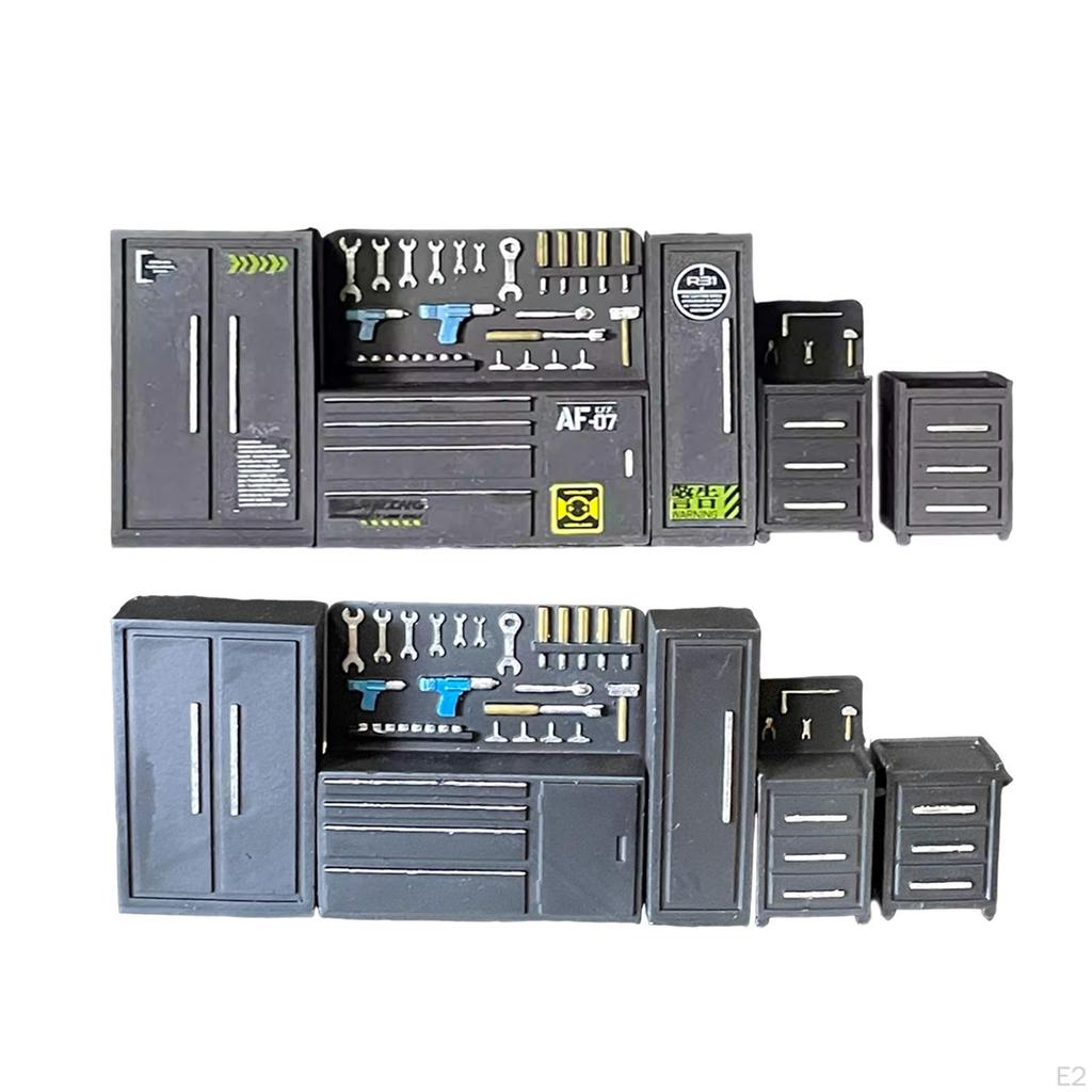 Набор верстака для гаража 1/64 Инструмент для ремонта автомобилей Прочный Сделай сам Микросцена Декорация Креативная диорама