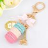 Resin Macaron Cute Macaron Bag Charm Keychain Romantic Metal Tower Keychain Car Keychain Gift (Random Color)