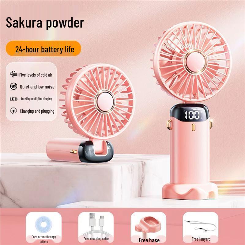 Портативный ручной складной мини-вентилятор USB с цифровым дисплеем для стола или улицы