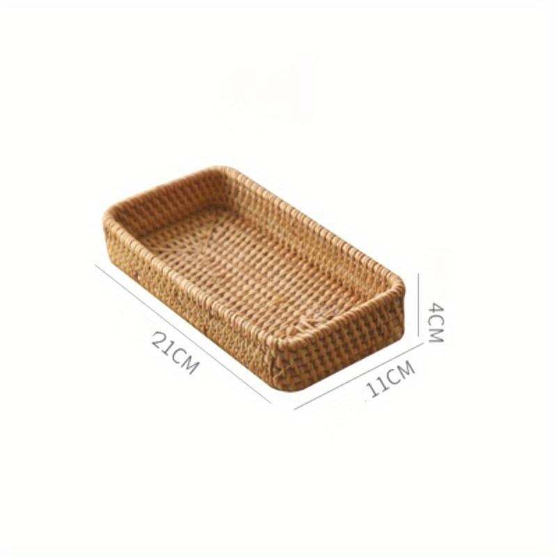 Hand-Woven Storage Basket Rattan Storage Tray Wicker Baskets Bread Fruit Food Breakfast Display Box Handicrafts Home Decoration