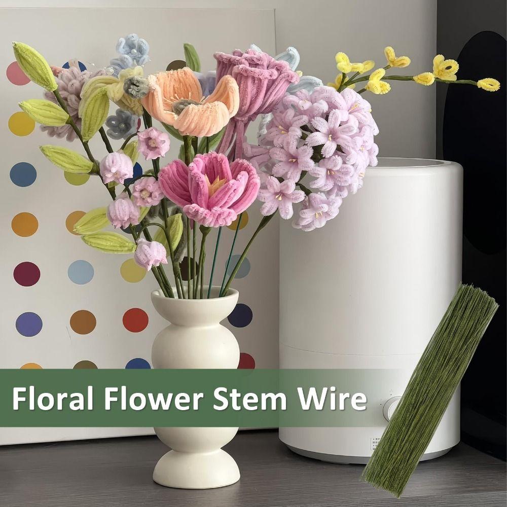 Flexible Iron Floral Wire Stems Paper Covered Floral Stem Wire for 100Pcs Christmas Wreaths