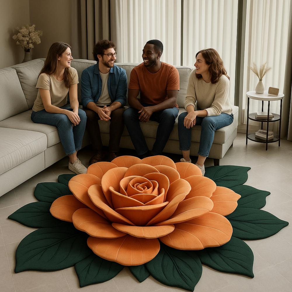 Special-shaped Peony Floor Mat Non-slip Door Gasket  for Living Room Tea Table Bedside