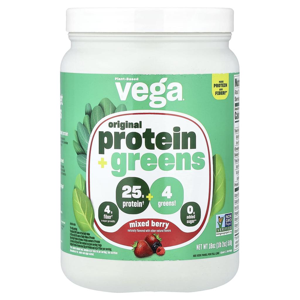 Vega Plant-Based Original Protein + Greens, Mixed Berries, 510g (1lb 2oz)