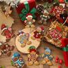 12pcs Christmas Gingerbread Man Ornaments Xmas Tree Wooden Hanging Pendants New Year Party Home Decoration DIY GIft