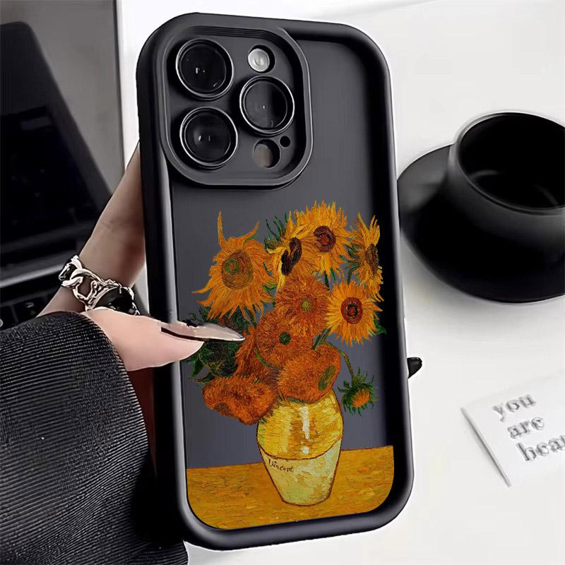 Чехол для iPhone 16 15 11 13 14 12 Pro Max Plus Mini 16Pro с картиной Ван Гога «Звездная ночь» Чехол для телефона Подсолнухи Цветущий миндаль