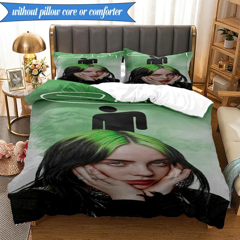 Bi-llie music Artwork 3pcs K-pop music group Bedding set,Ideal for Bedroom, Dormitory,Including Duvet Cover And 2pcs Pillowcases,Fan gifts