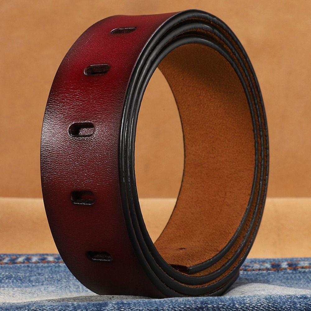 Replacement Craft DIY Genuine Leather Belt 3.3/3.8cm with Hole Classic Waistband No Buckle Girdle