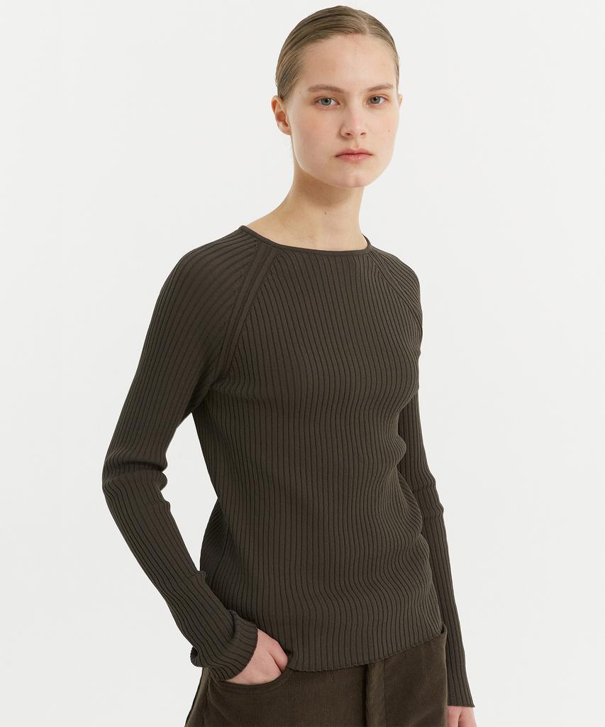 LABELARCHIVE W Vernie Ribbed Sweater Khaki Brown