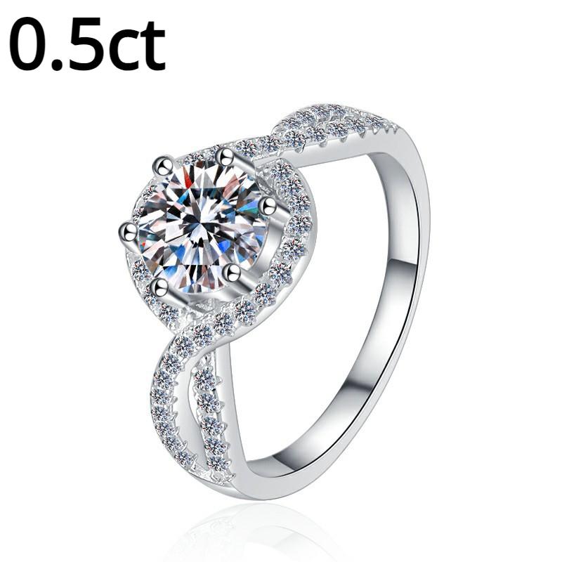 D Color 1ct Moissanite Diamond Ring for Women Sterling Silver S925 Ring Wrapped with Love Engagement Diamond Ring Wedding Ring Gift for Girlfriend
