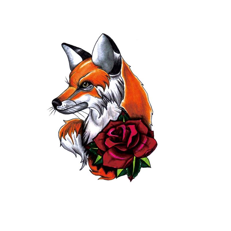 Наклейка на татуировку лиса лев тигр цветной цветок рука водонепроницаемая переводная татуировка наклейка имитация татуировки наклейка