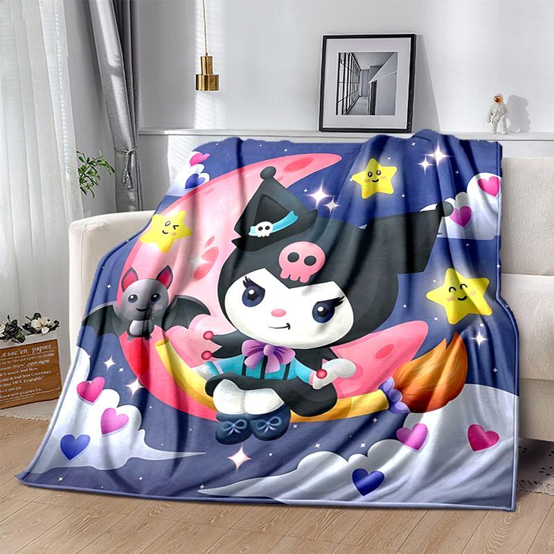 1pc Starry Night Sky Kuromi Design Blanket, Soft Throw for Home Decor, Perfect Gift for Family and Friend, Seasonal Use, Cozy Bedding Cover, Living Ro