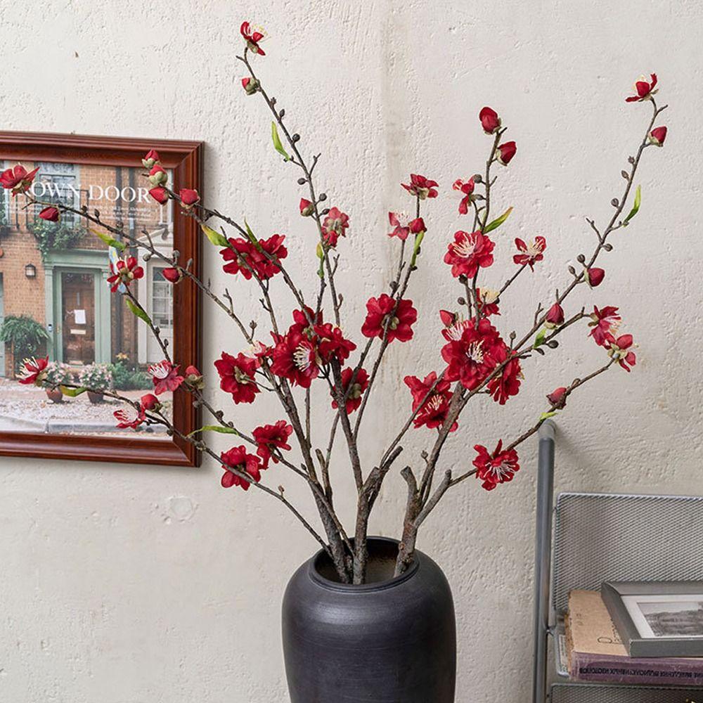 Шелковая ветка цветущей сливы с эффектом реального прикосновения 79 см Искусственный цветок Ветка искусственного персика Декор для сада на улице