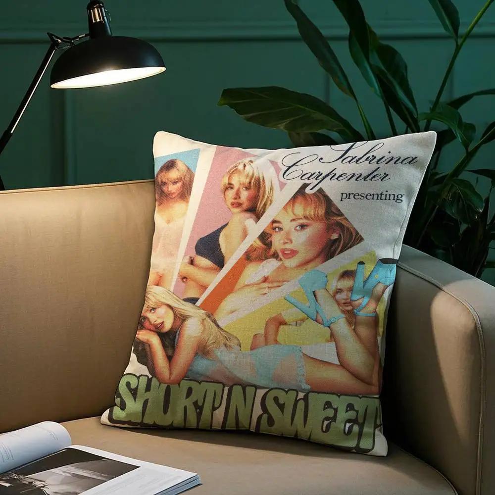 Певица S-Сабрина C-Карпентер Наволочка Плюшевая ткань Мягкая наволочка Двусторонняя печать Чехол для подушки для дивана Накидка
