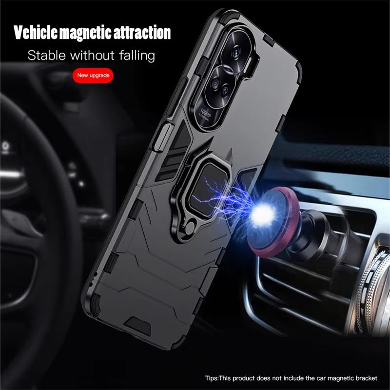 Для OPPO A17 A18 A38 A57s A77s Samsung M12 M23 M53 Vivo V29e V30e Y18 Y16 Y28s Y75 Жесткий ПК + Мягкий ТПУ 2 в 1 чехол для телефона с кольцом-держателем и подставкой