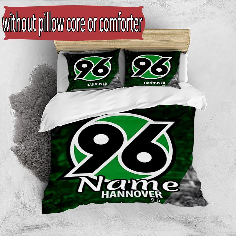 3pcs Duvet Cover Set (1*Duvet Cover + 2*Pillowcase, Without Core), Custom Name Hannover 96 Football Pattern Bedding Set, Home Bedroom Decor Gift