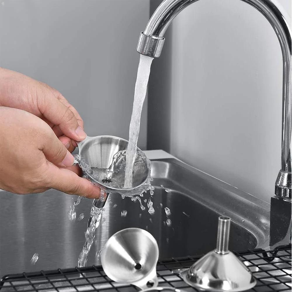 3Pcs Stainless Steel Kitchen Funnel Set for Filling Bottles Mini Metal Funnels Oil Spill Wine Spill Tool Bar Kitchen Accessories