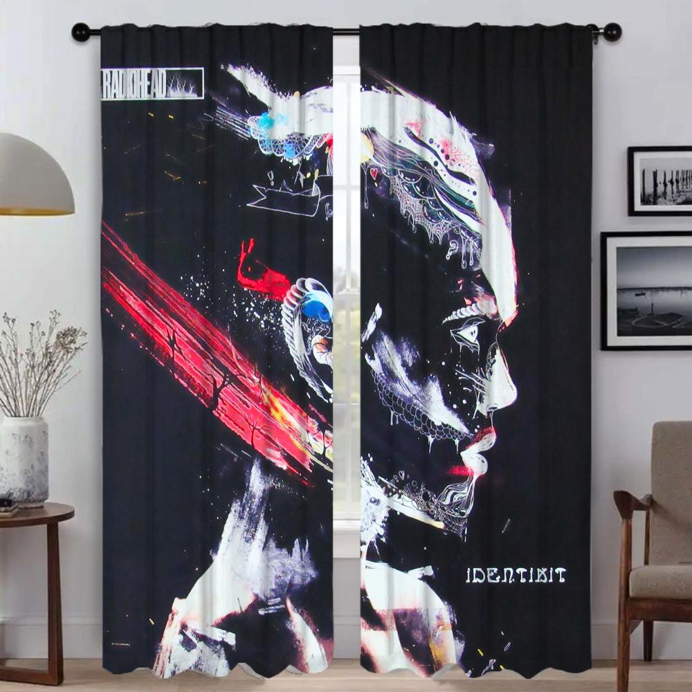Тюль Radiohead для спальни, гостиной, занавески для украшения кухни на Хэллоуин, занавески для камеры, домашний интерьер, 2 шт.