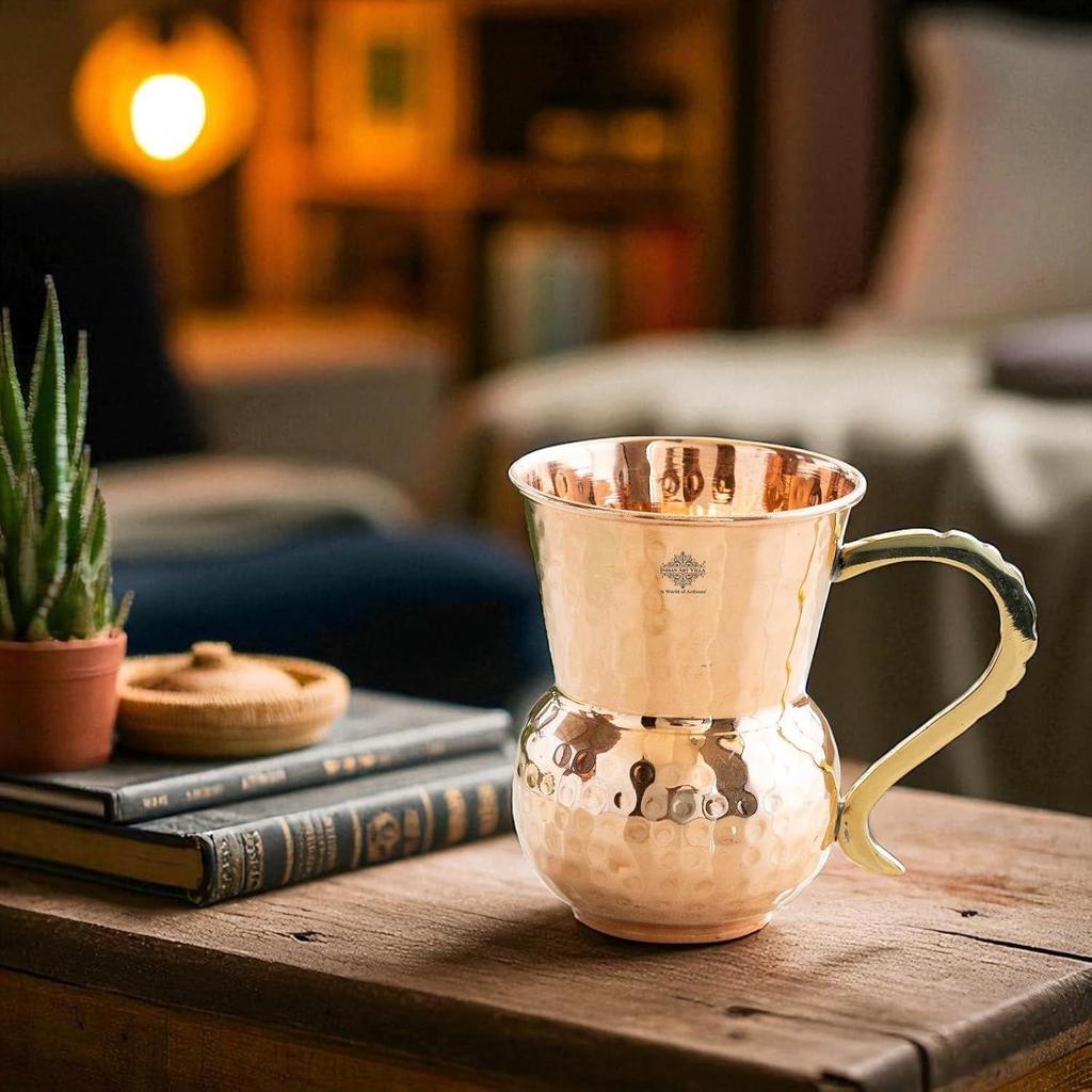 Кружка для пива Московский мул из чистой меди, в форме матхата, кованая, объем - 400 мл, набор из 4 штук