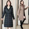 Гофрированная съемная шапка большого размера XL-6X талия вниз хлопковая одежда женская одежда средняя и длинная зимняя корейская версия толстое пальто