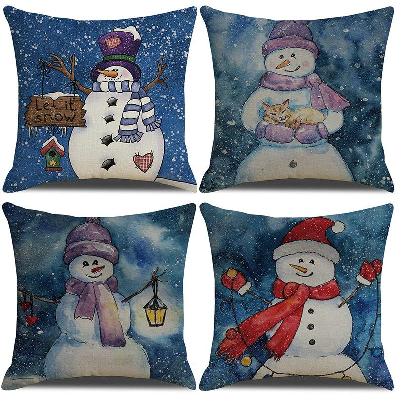 New Christmas Snowman Pillow Case Home Sofa Cushion Case Festive Party Pillow Case