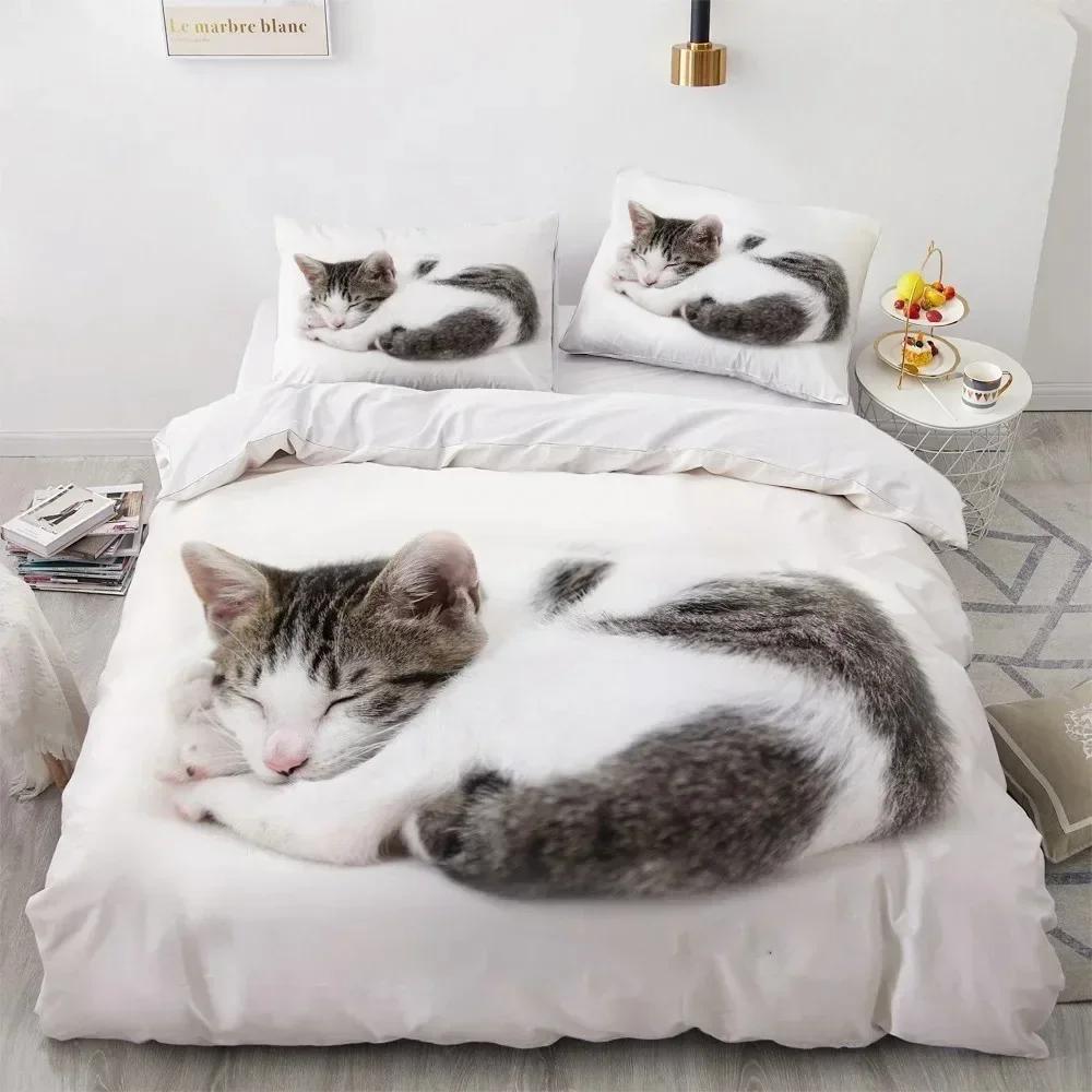 Luxury New 3D Print Bedding Sets Red Duvet Quilt Cover Set Comforter Bed Linen Pillowcase King Queen Pet Cat Design Kids Girls