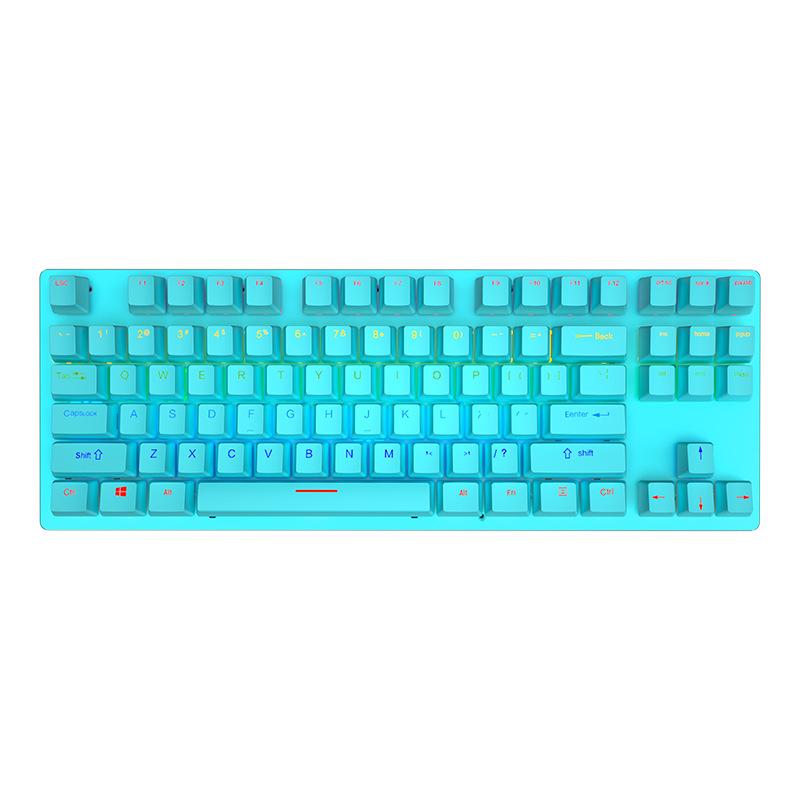 87-Key RGB Wired Mechanical Keyboard with Blue Switches for Gaming & Office Use