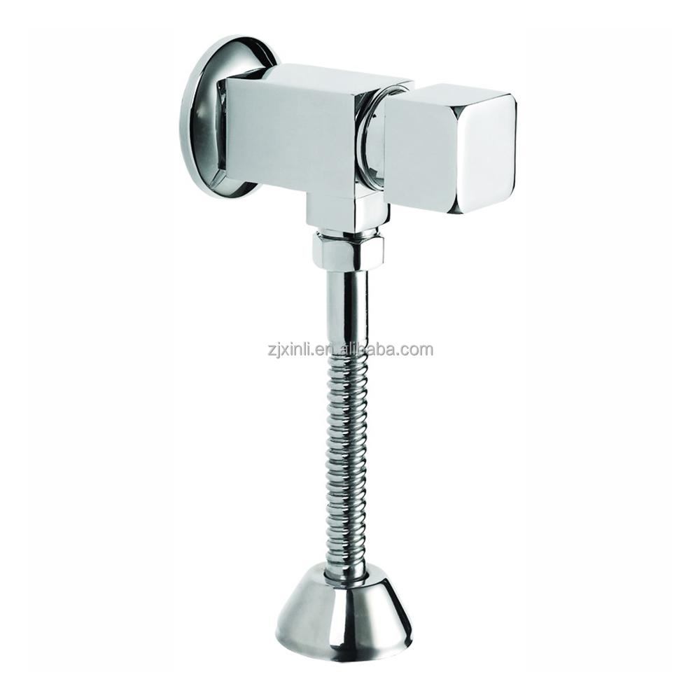 X10004ABSCR Wall Mounted Brass Material Chrome Finish of Square Model Time Delay Self Closing Urinal Flush Valve