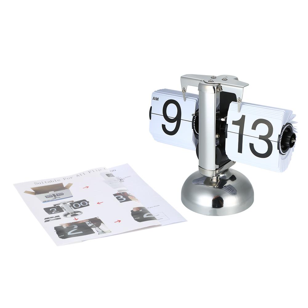 Маленькие настольные часы в стиле ретро, ​​перекидные часы из нержавеющей стали, кварцевые с внутренним механизмом