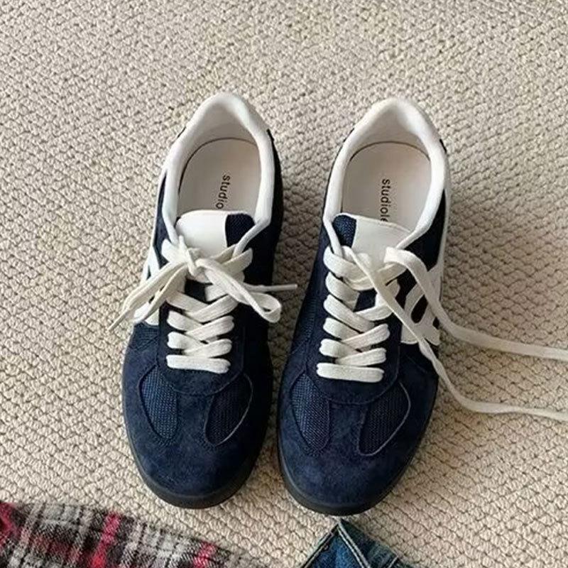 Версия из мягкой кожи~ ретро красные немецкие тренировочные туфли женские 2025 новая расцветка платформа кроссовки Форрест Гамп повседневные спортивные кеды