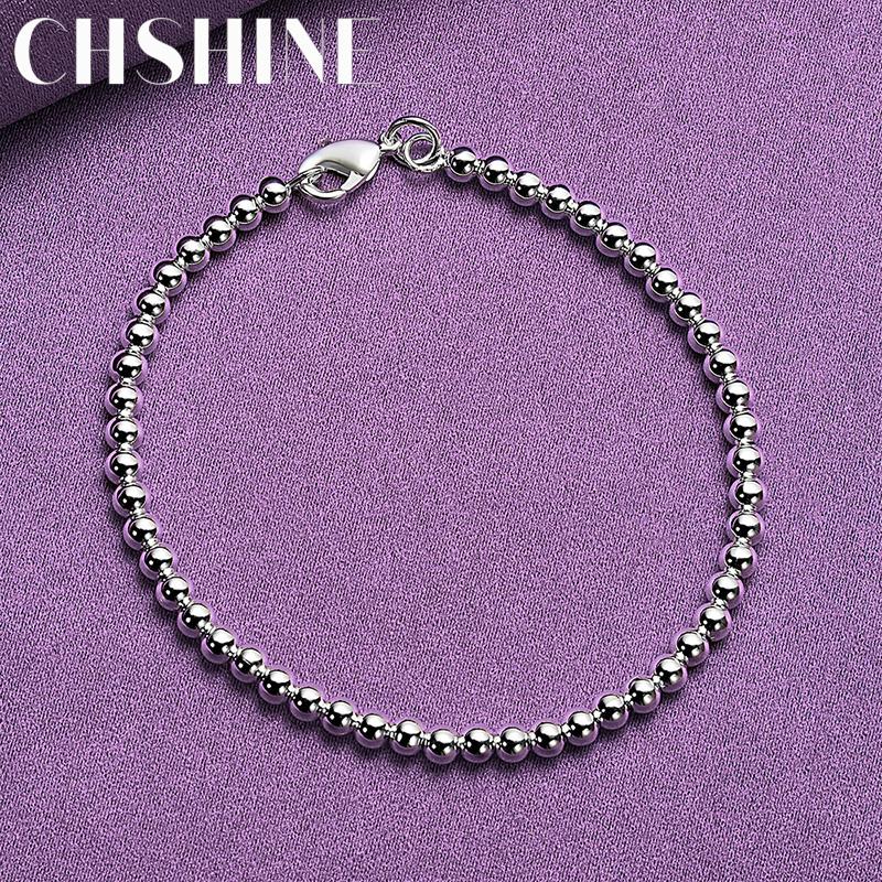 CHSHINE 925 Sterling Silver 4mm Beaded Chain Bracelet For Women Party Hot Sale Fashion Charm Jewelry