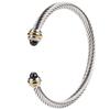 Steel Wire Bracelet Bracelet Women's Black and White Bead Crystal Turquoise Twist Steel Wire Pearl Bracelet