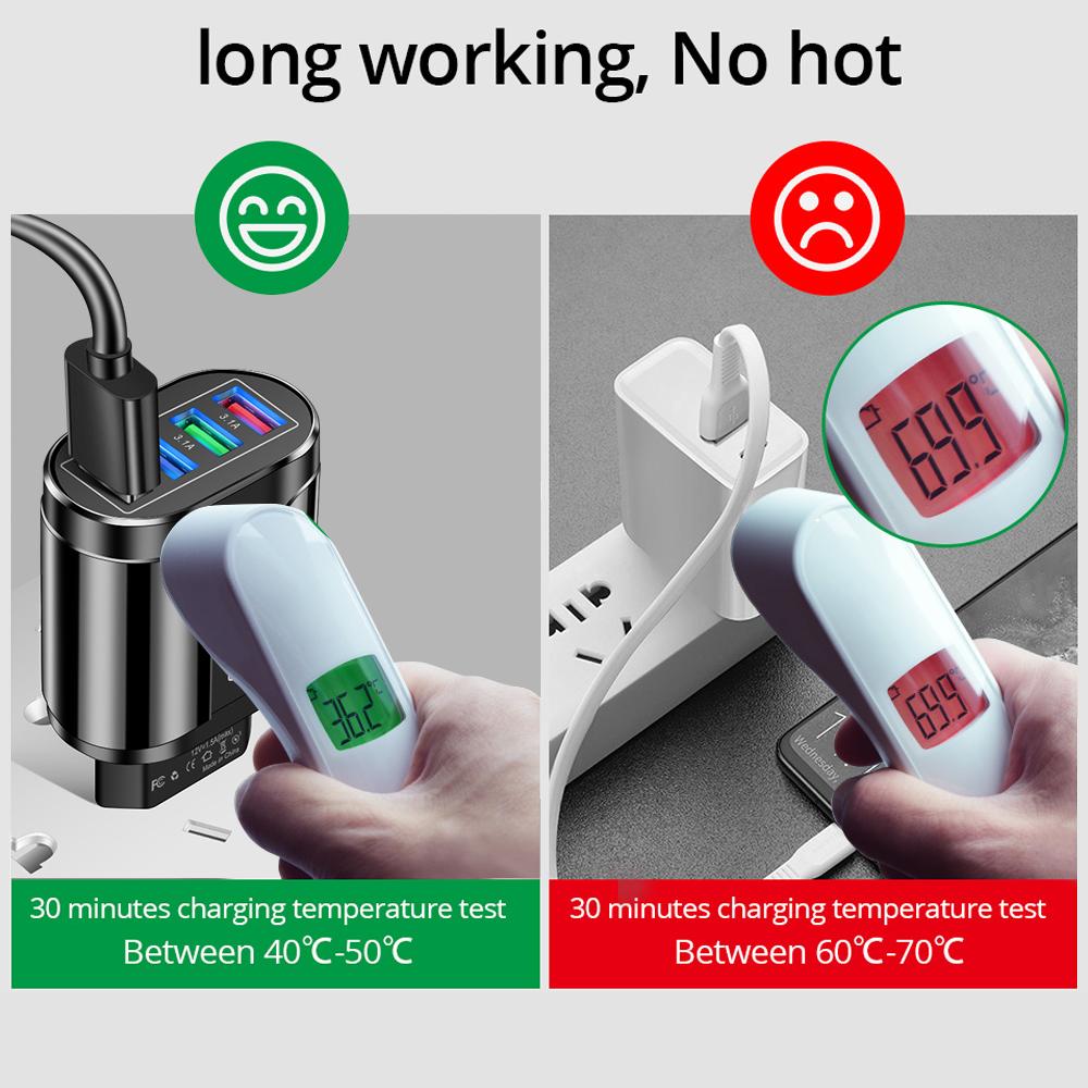 3.1A 4 порта USB дорожное зарядное устройство быстрая зарядка QC 3.0 настенная зарядка для iPhone 14 13 Samsung Xiaomi мобильный штекер зарядный адаптер