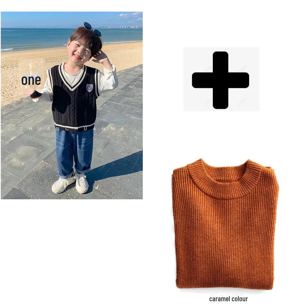 Детский жилет-свитер в студенческом стиле - вязаный жилет на весну и осень для мальчиков и девочек