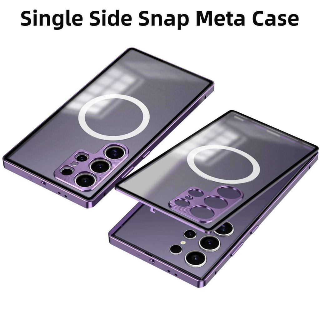 Магнитный чехол для Samsung Galaxy S25 Ultra S24 S23 Plus S25+ S24+ Magsafe Металлическая пружина Алюминиевый сплав Защита объектива Матовая задняя панель Бамперы для телефона