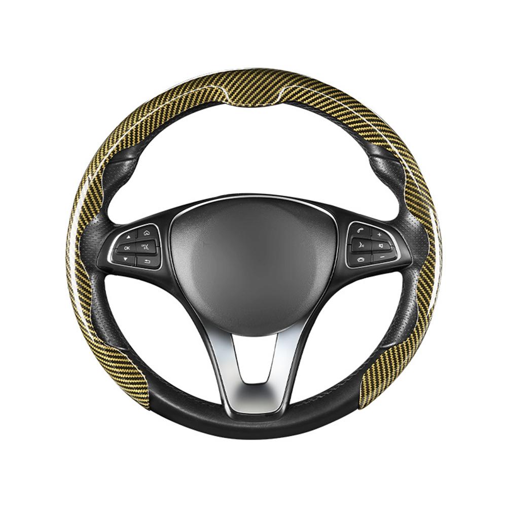 Углеродная накладка на ручку двери автомобиля D-образная O-образная Чехол-защита на руль 38 см Универсальный нескользящий чехол на руль из углеродного волокна